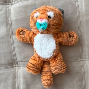 Little Live Pets Striped Plush Tiger that talks and Teal Pacifier